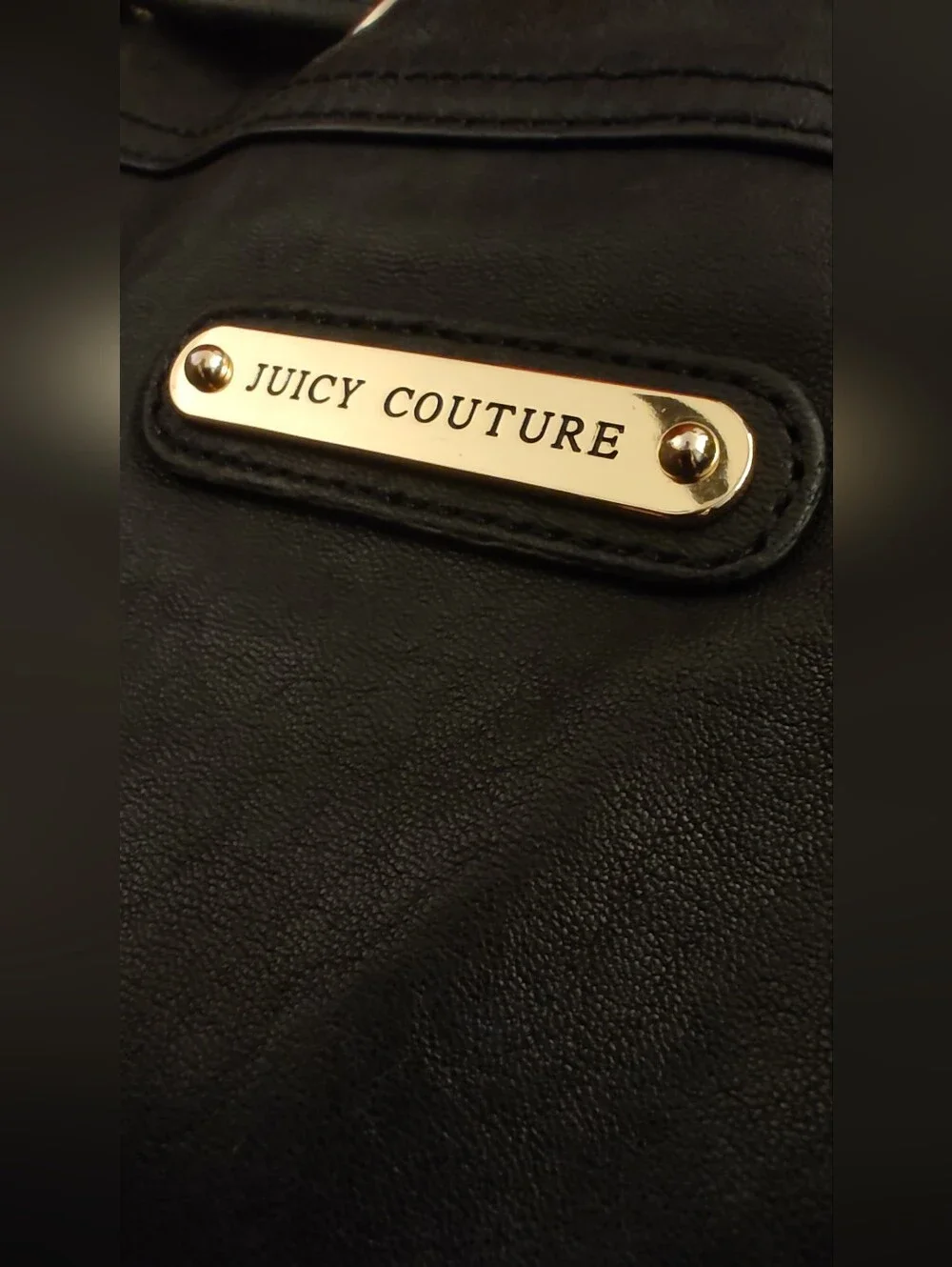 Nearly New Black Leather Juicy Couture Hobo Bag